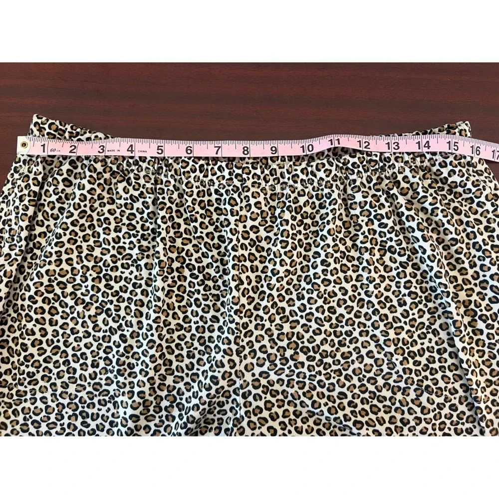 Secret Treasures‎ Womens Leopard Print Pajama Set Large Beige Short Sleeve Crop